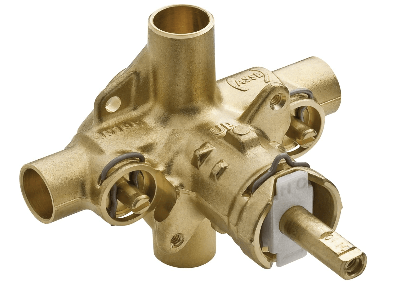 Moen Rough-In Brass Posi-Temp Pressure Balancing Cycling 4-Port Tub and Shower Valve with Stops, 0.5-Inch CC, 2570-min