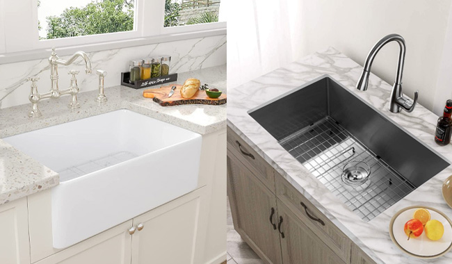 kitchen sink porcelain vs stainless steel